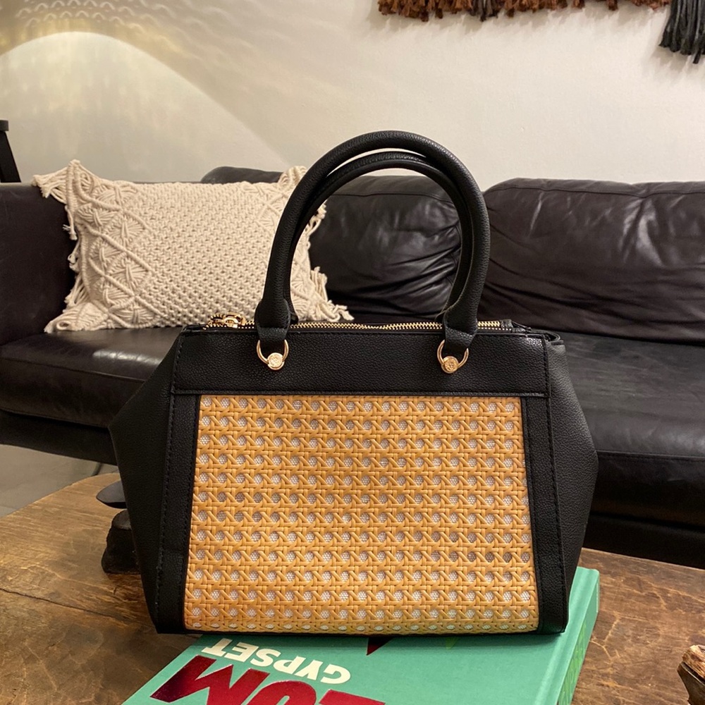 Black and Rattan Anne Klein Purse